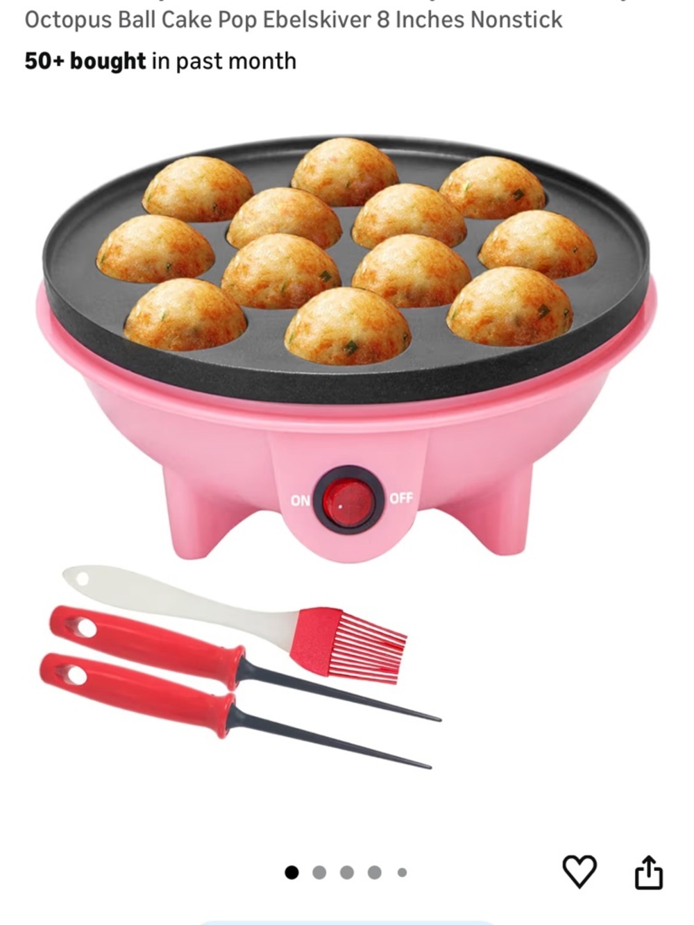 Pink Nonstick Takoyaki Maker with Accessories